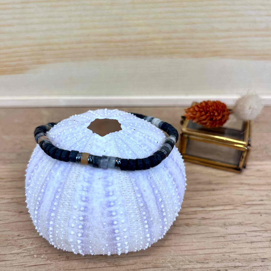 [BELLE-U-LEO-BELA8MX] Bracelet 'Léo' Obsidienne & Pierre de Lave - Belle Mais Pas Que