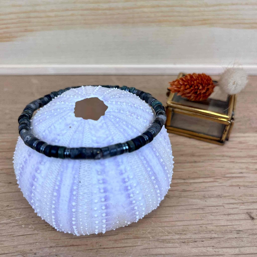 [BELLE-U-LEO-BELA17MX] Bracelet 'Léo' Pierre de Lave & Séraphinite - Belle Mais Pas Que