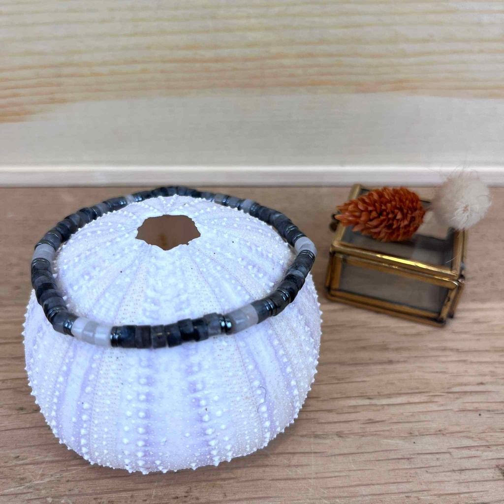 [BELLE-U-LEO-BELA18MX] Bracelet 'Léo' Obsidienne & Jaspe Paysage - Belle Mais Pas Que