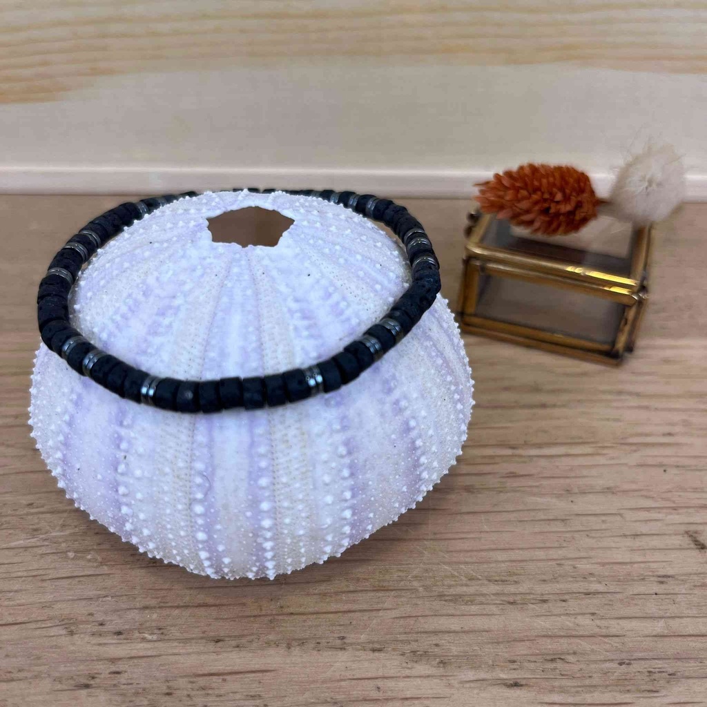 [BELLE-U-LEO-BELA19MX] Bracelet 'Léo' Obsidienne & Pierre de Lave - Belle Mais Pas Que