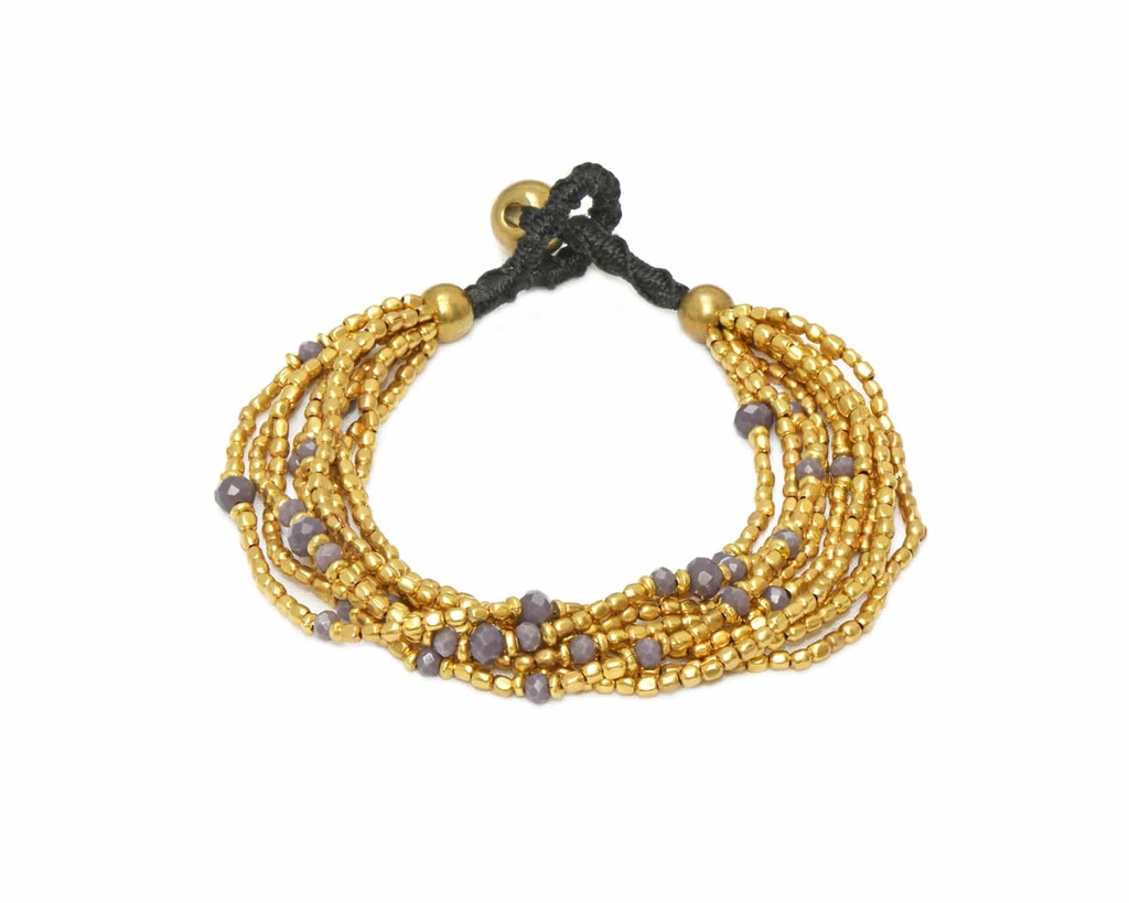 [NATA-BCD294] Bracelet  'Nova' Laiton Doré & Mauve - Nataraj
