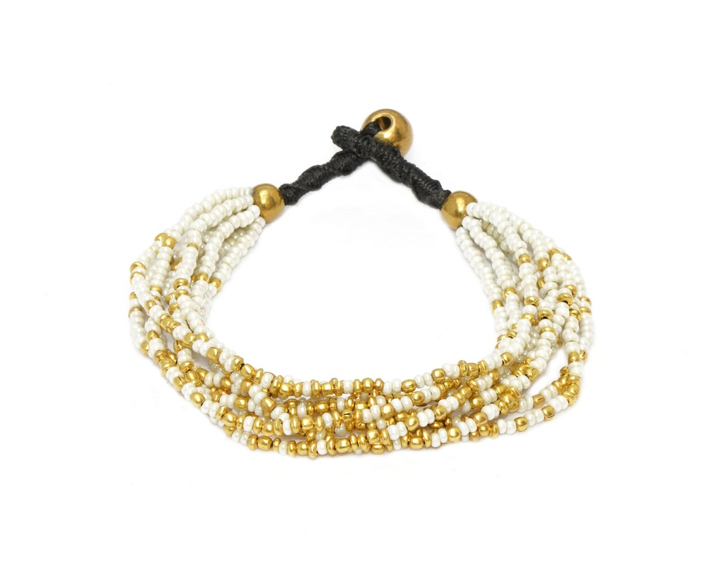 [NATA-BCD306] Bracelet  'Boudhan' Laiton Doré & Nacré - Nataraj