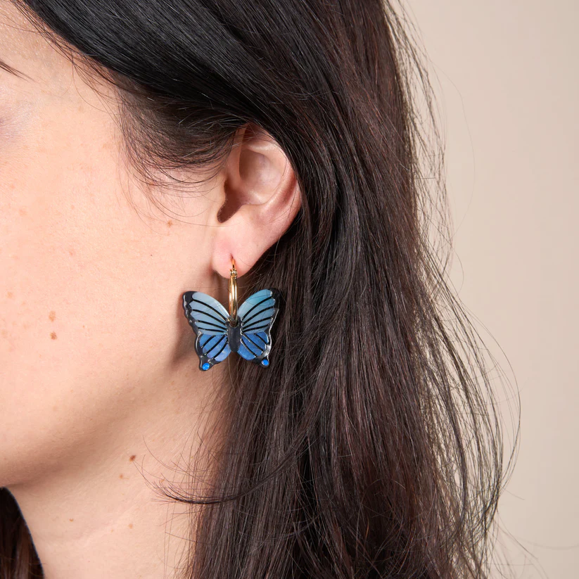 [COU-BOPAPILLONBLEU] Boucles d'Oreilles 'Papillon Bleu' - Coucou Suzette
