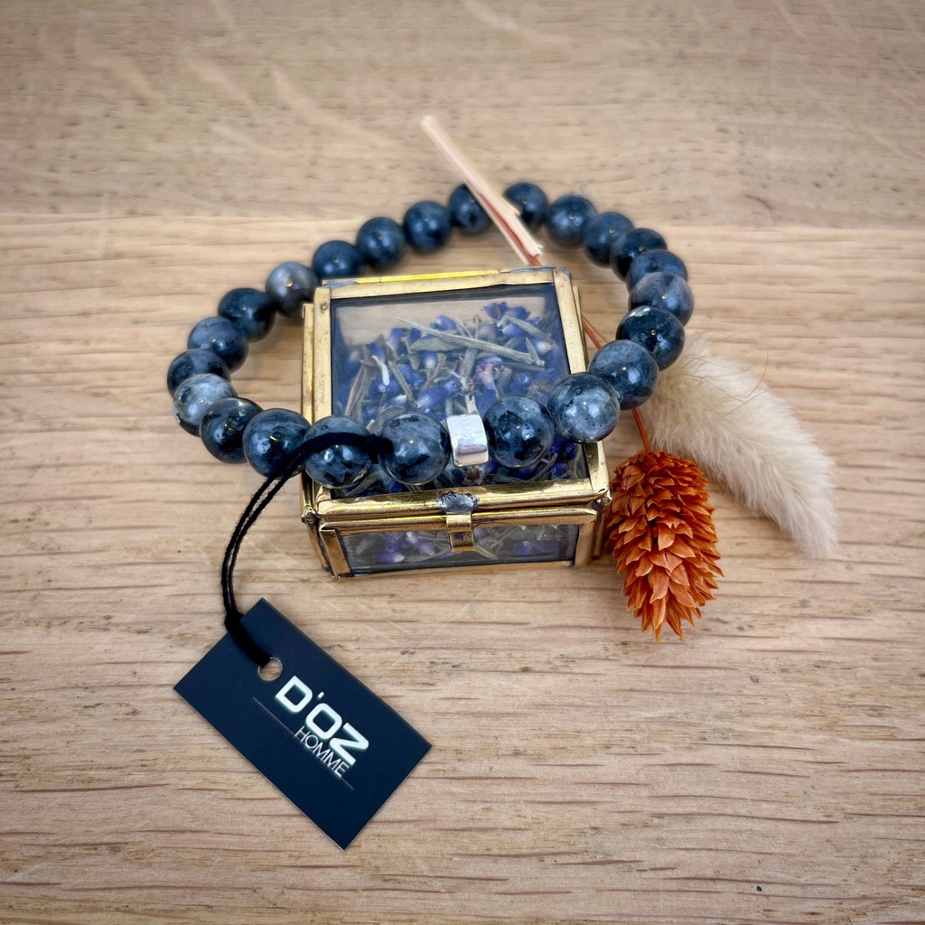 [DOZ-E0065-LB-L] Bracelet Labradorite - Grande Perles - Large - D'Oz Homme
