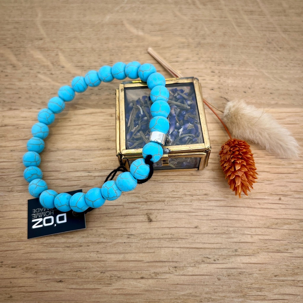 [DOZ-E0065-TUR-L] Bracelet Turquoise - Grande Perles - Large - D'Oz Homme