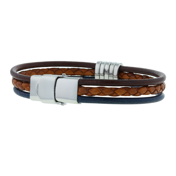 [LOOP-PLTX3-CML-3] Bracelet 3 Rangs Cuir et Bagues Camel - Grande Taille - Loop and Co