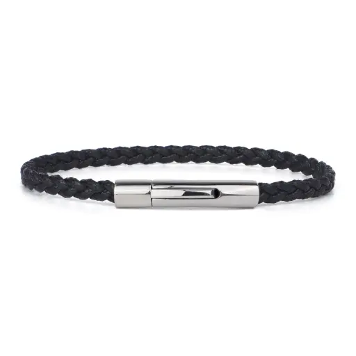 [LOOP-CT5-NR-2] Bracelet Tressé Coton 3 Fils Noir - Taille Standard - Loop and Co