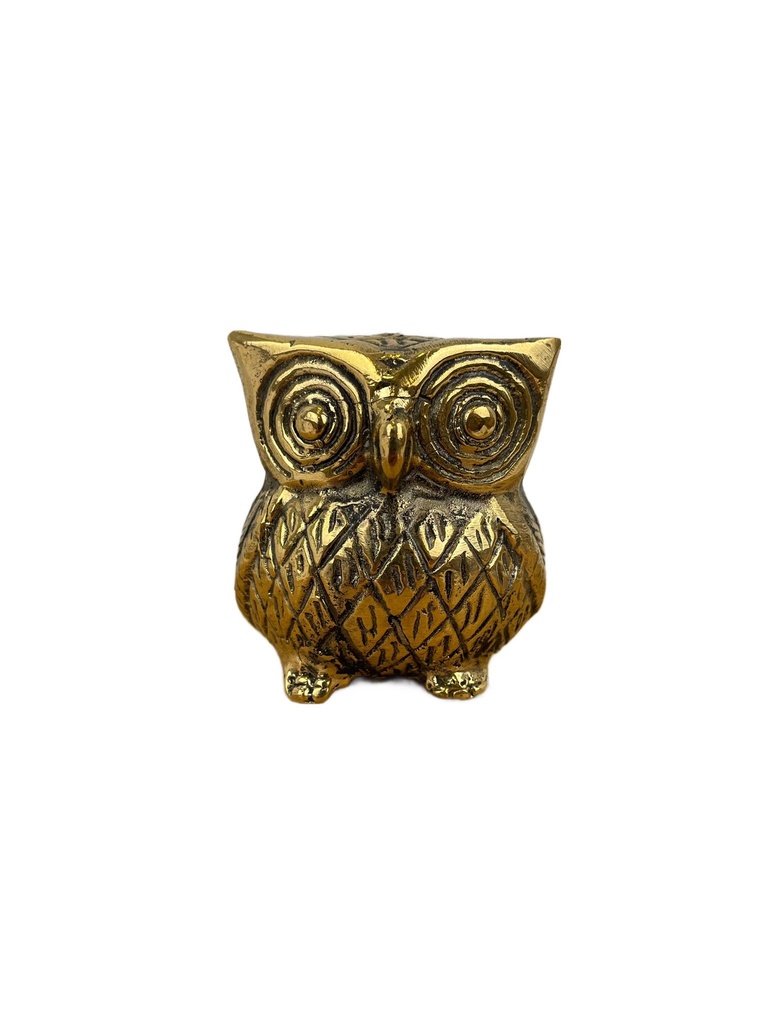[BRON-0014] Statuette Hibou en Bronze - 5,5 cm - Finition Dorée