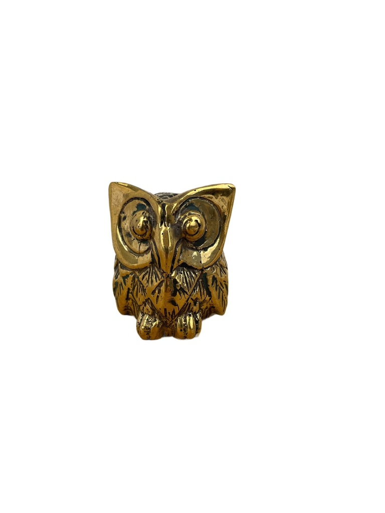 [BRON-0015] Statuette Hibou en Bronze - 4,5 cm - Finition Dorée