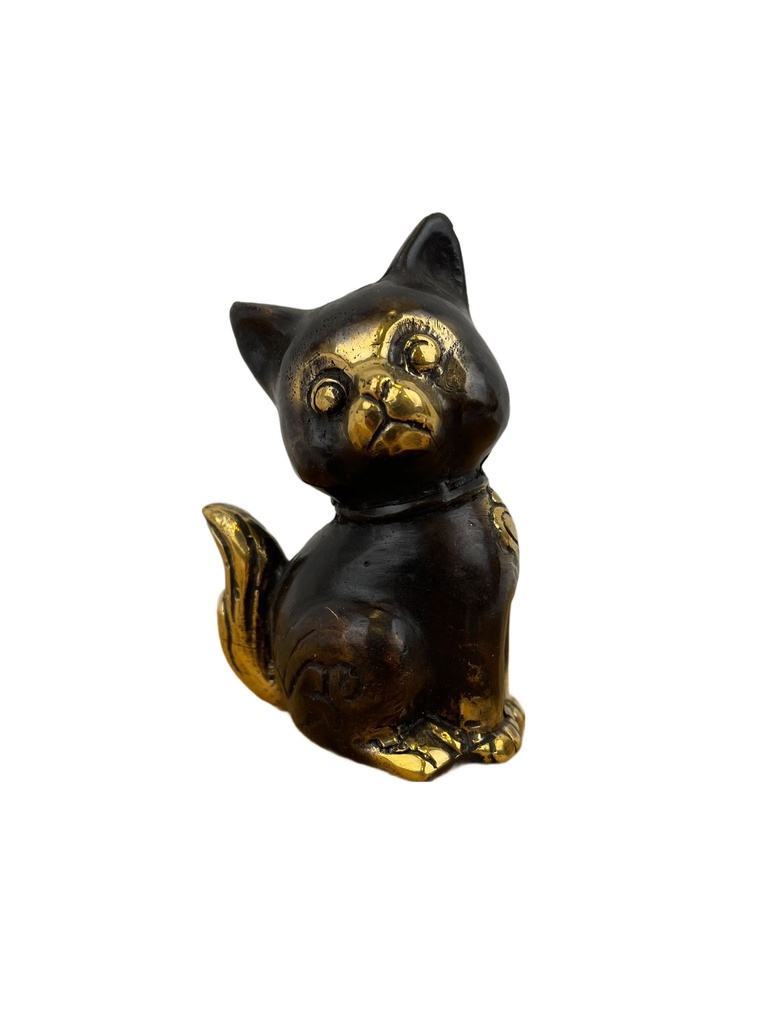 [BRON-0017] Statuette Chat Assis en Bronze - 8,5 cm - Finition Antique