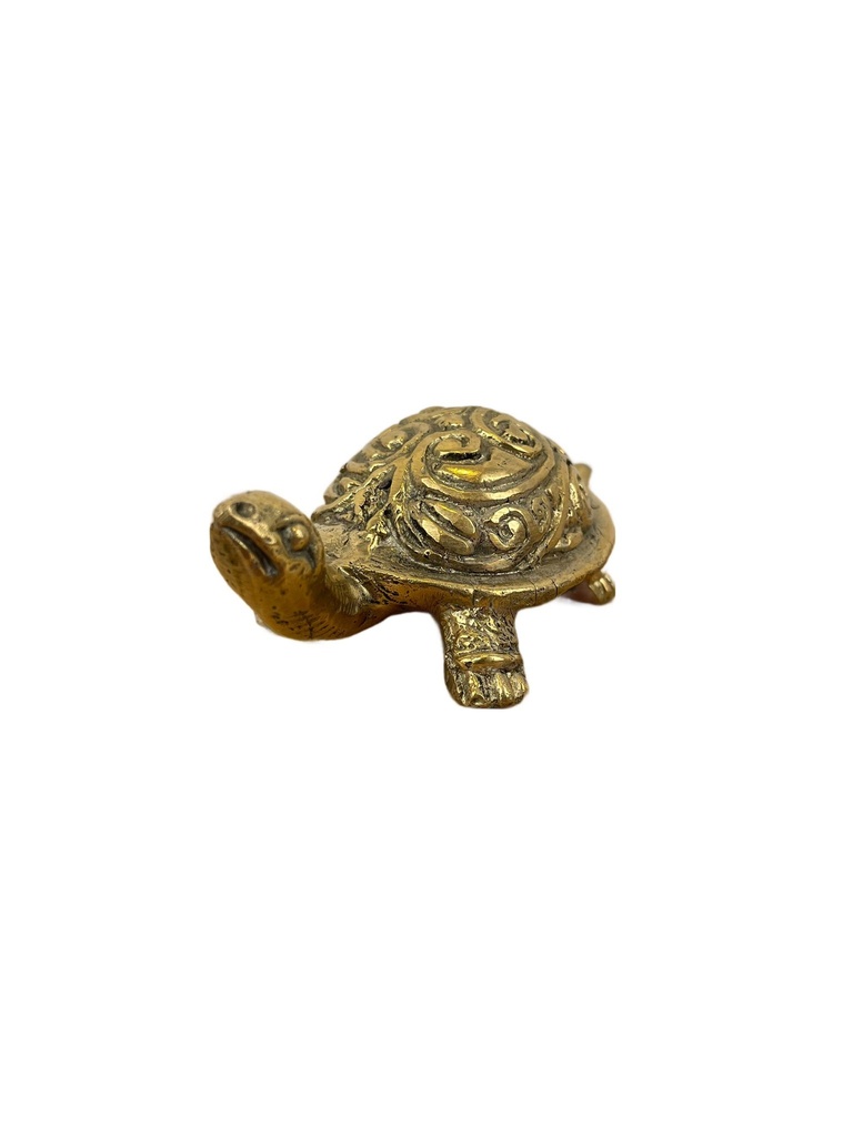 [BRON-0021] Statuette Tortue en Bronze - 3 cm - Finition Dorée