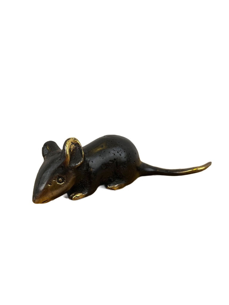 [BRON-0028] Statuette Souris en Bronze - 2,75 cm - Finition Antique
