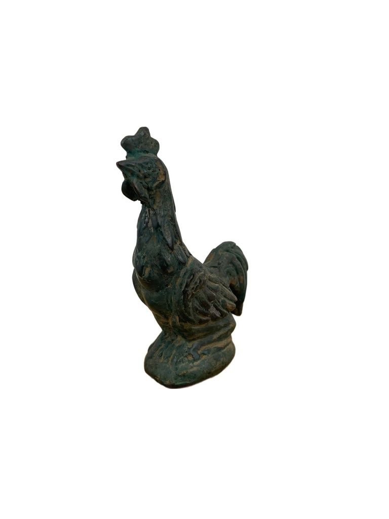 [BRON-0039] Statuette Coq en Bronze - 10,5 cm - Finition Antique Verte