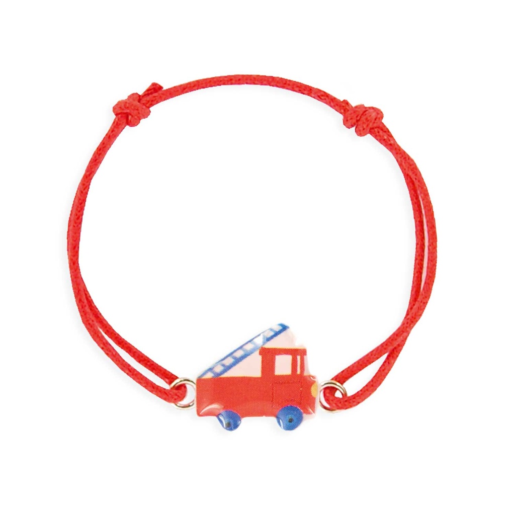 [RIBA-BRAG-POMP] Bracelet Lacet Garçon 'Camion de Pompier'  -  Ribambelle