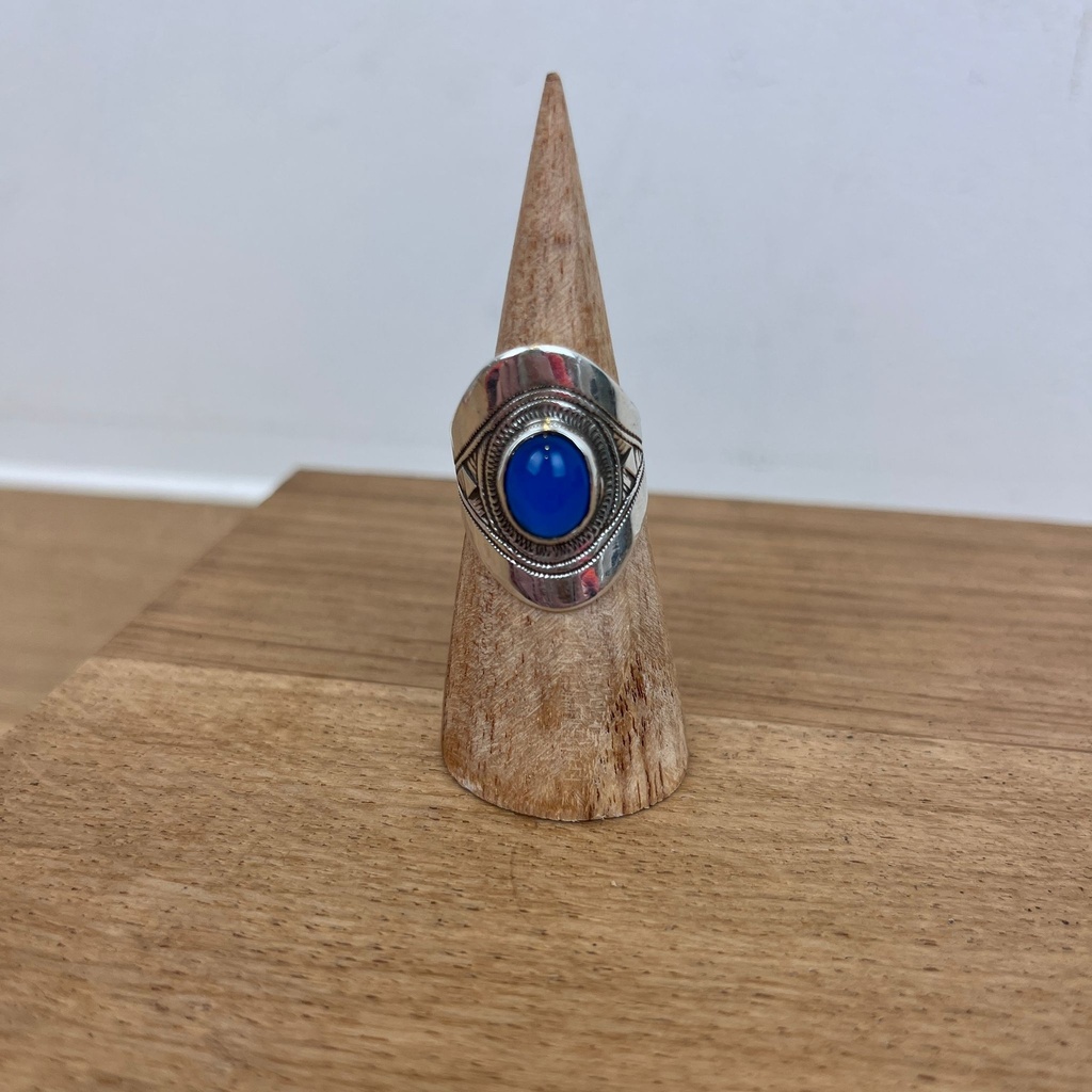 [BAAR-2758-55] Bague Touareg Argent 925 & Agate Bleue [2758]