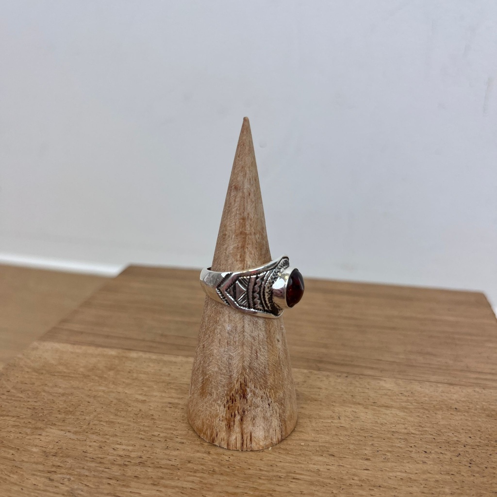 [BAAR-2779-53] Bague Touareg Argent 925 & Ambre [2779]