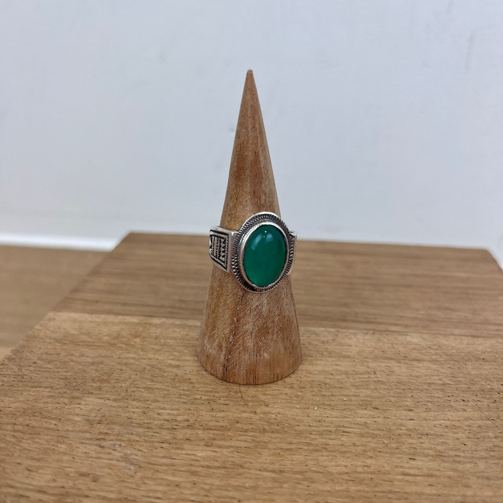 [BAAR-2784-57] Bague Touareg Argent 925 & Agate Verte [2784]
