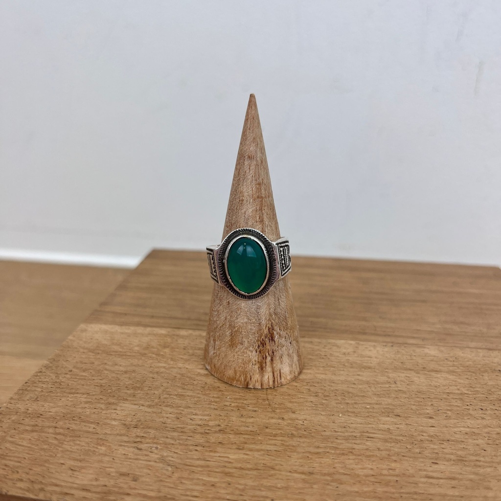 [BAAR-2787-59] Bague Touareg Argent 925 & Agate Verte [2787]