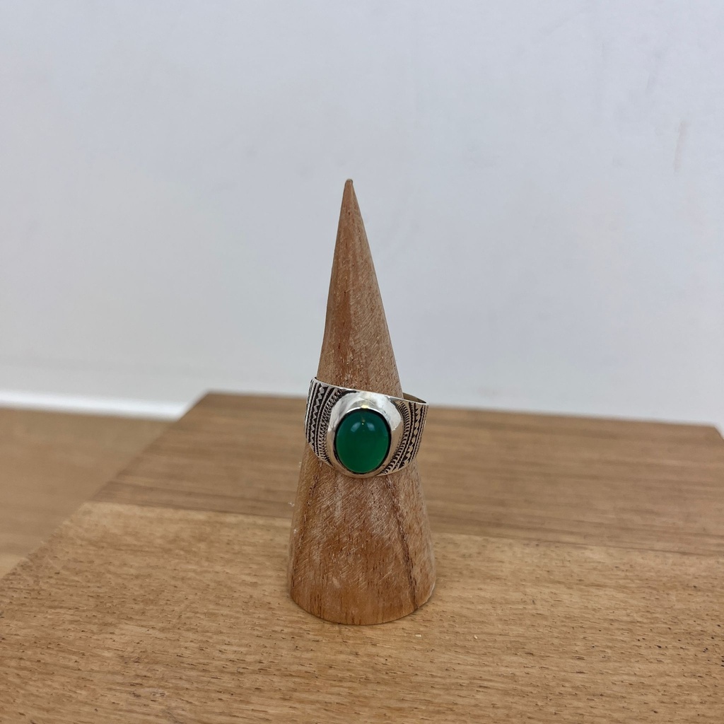 [BAAR-2794-56] Bague Touareg Argent 925 & Agate Verte [2794]