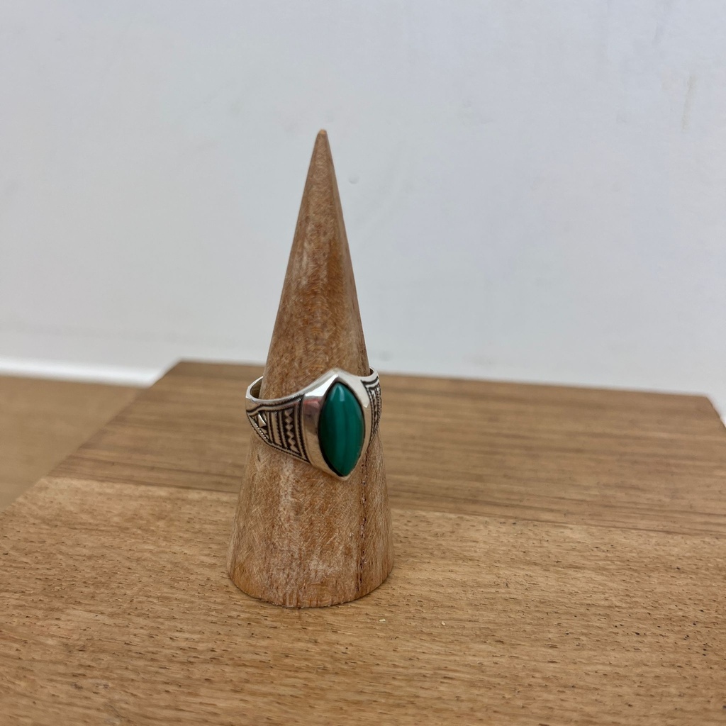 [BAAR-2796-58] Bague Touareg Argent 925 & Malachite [2796]