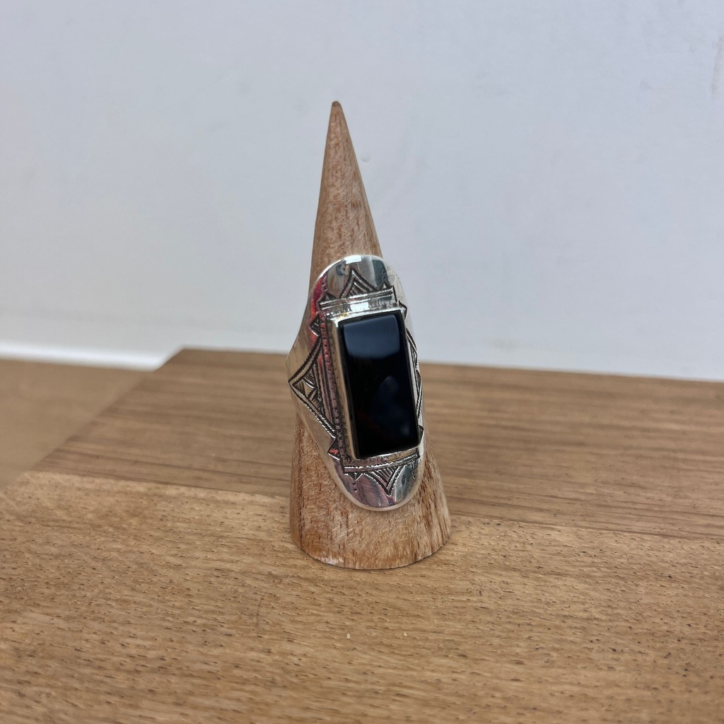 [BAAR-2798-60] Bague Touareg Argent 925 & Onyx [2798]