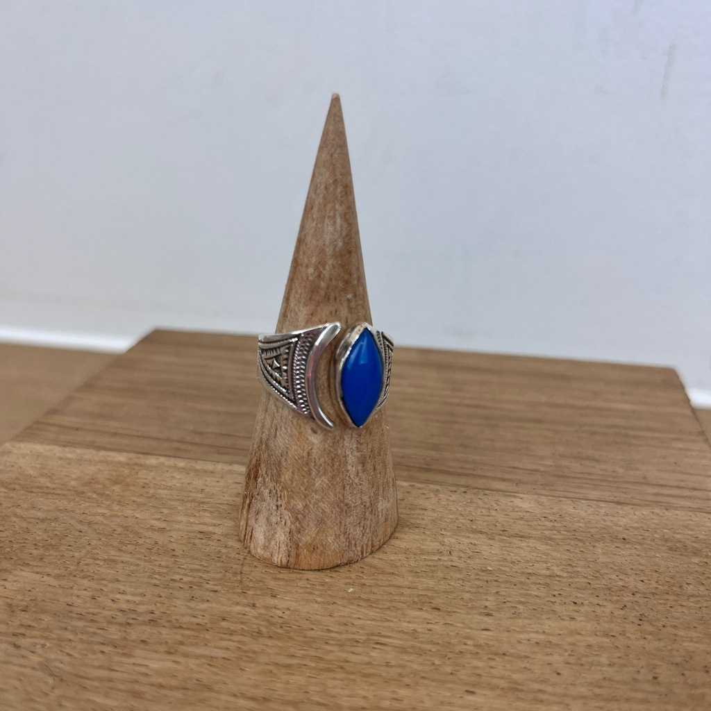 [BAAR-2815-58] Bague Touareg Argent 925 & Agate Bleue [2815]