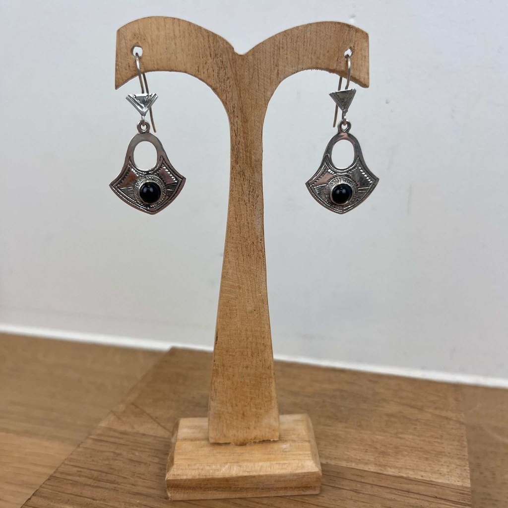 [BOAR-1495] Boucles d'oreilles Touareg Argent 925 & Onyx [1495]