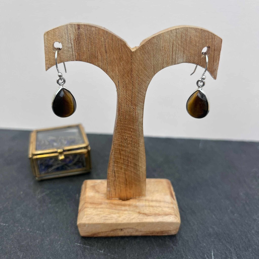 [BOAR-1567] Boucles d'oreilles Argent 925 & Œil de Tigre [1567]
