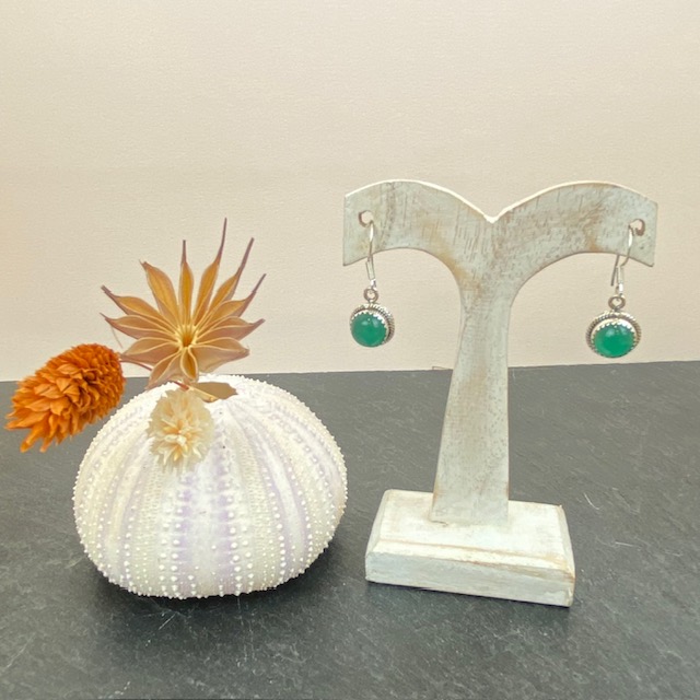 [BOAR-1614] Boucles d'oreilles Argent 925 & Calcédoine Verte [1614]
