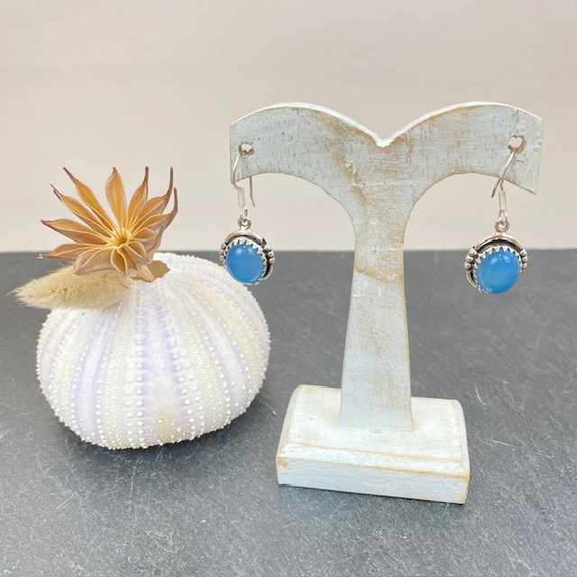 [BOAR-1623] Boucles d'oreilles Argent 925 & Calcédoine Bleue [1623]
