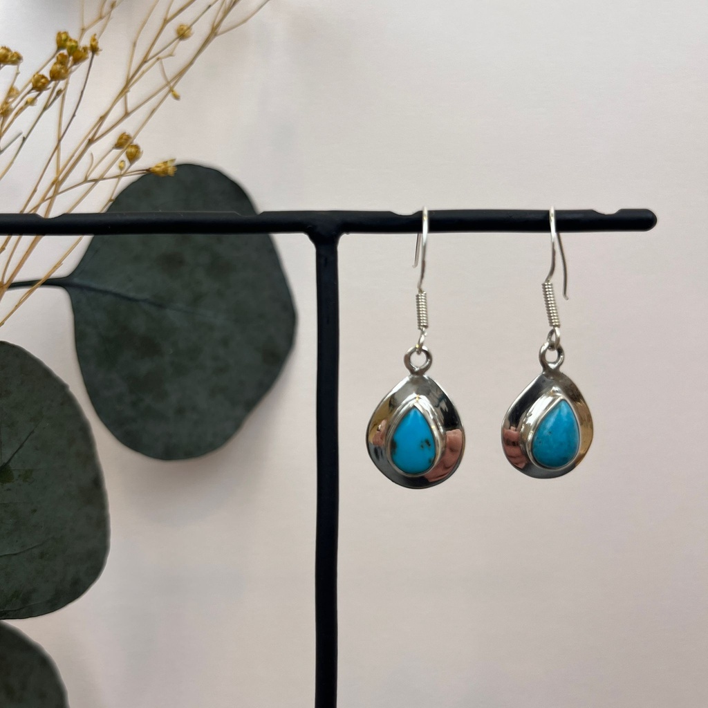 [BOAR-1651] Boucles d'oreilles Argent 925 & Turquoise d'Iran [1651]