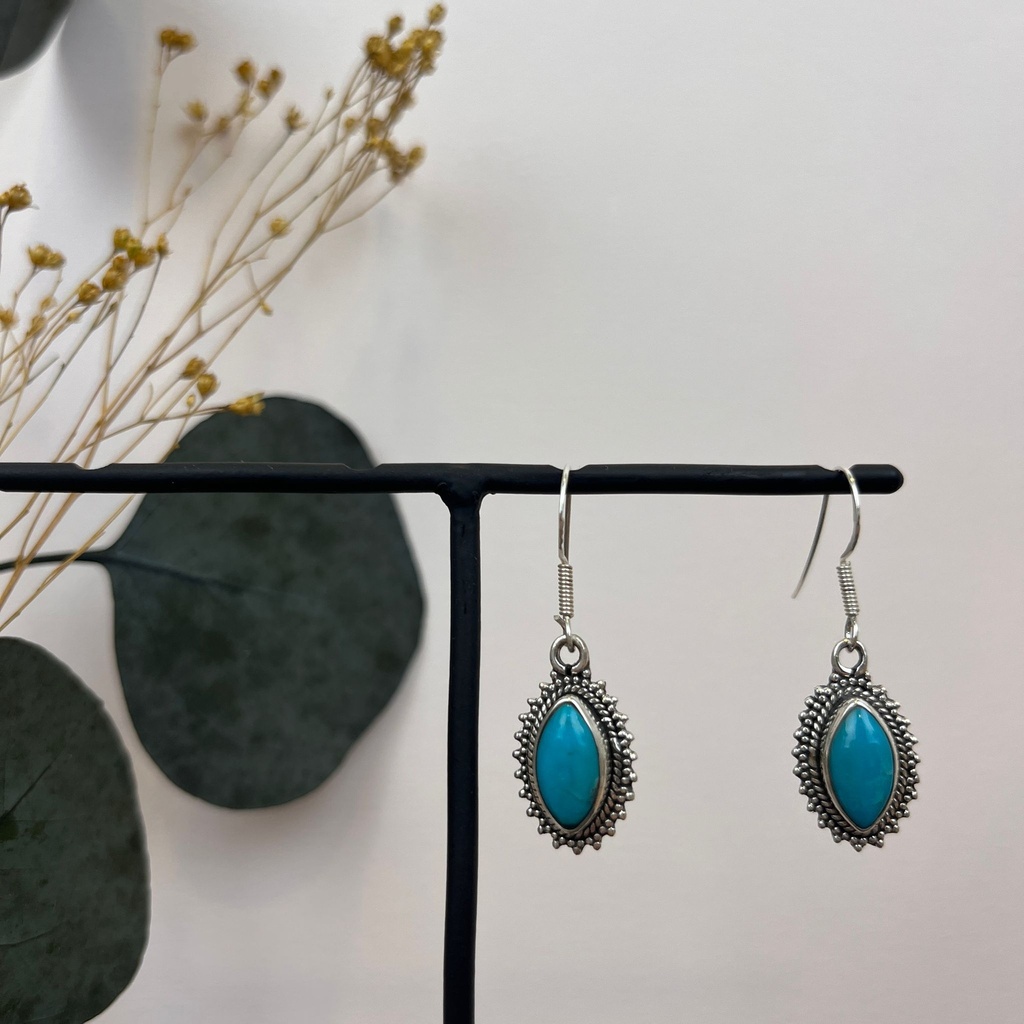 [BOAR-1652] Boucles d'oreilles Argent 925 & Turquoise d'Iran [1652]
