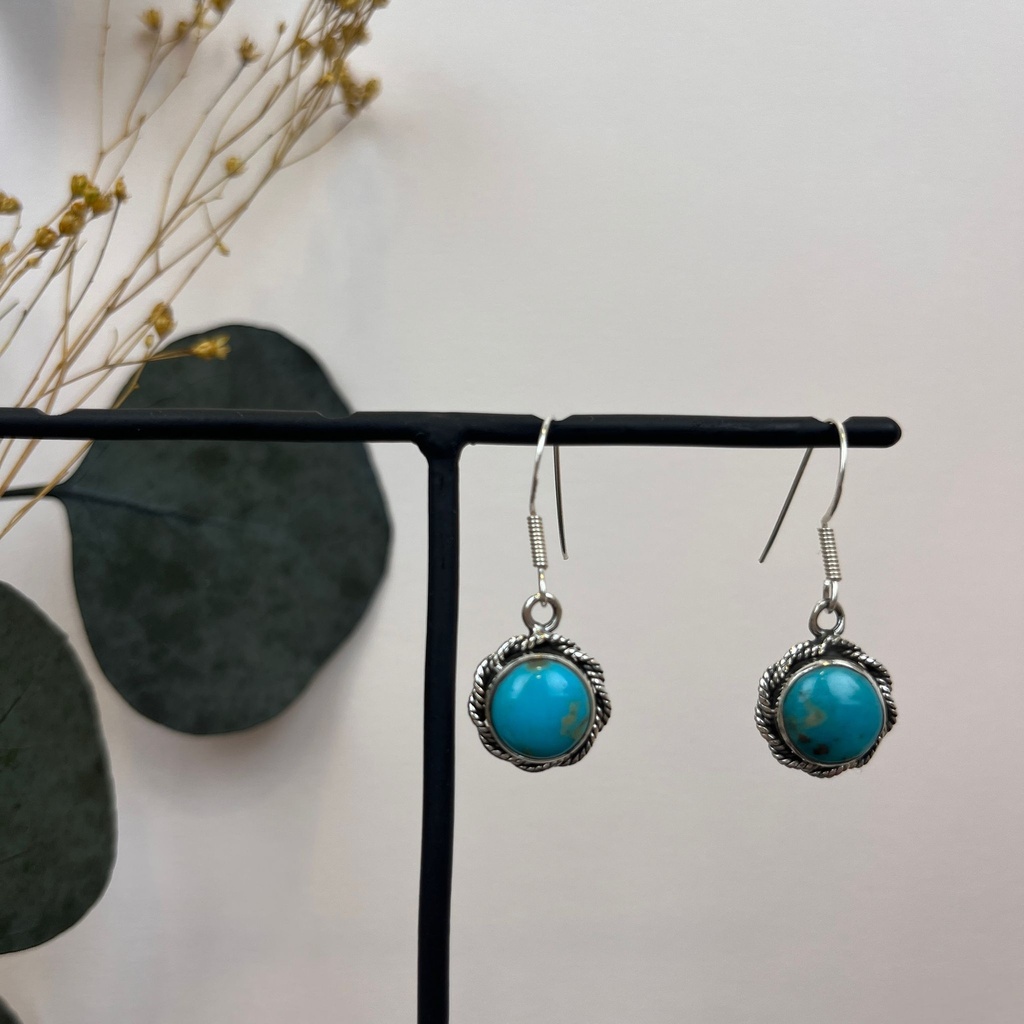 [BOAR-1653] Boucles d'oreilles Argent 925 & Turquoise d'Iran [1653]