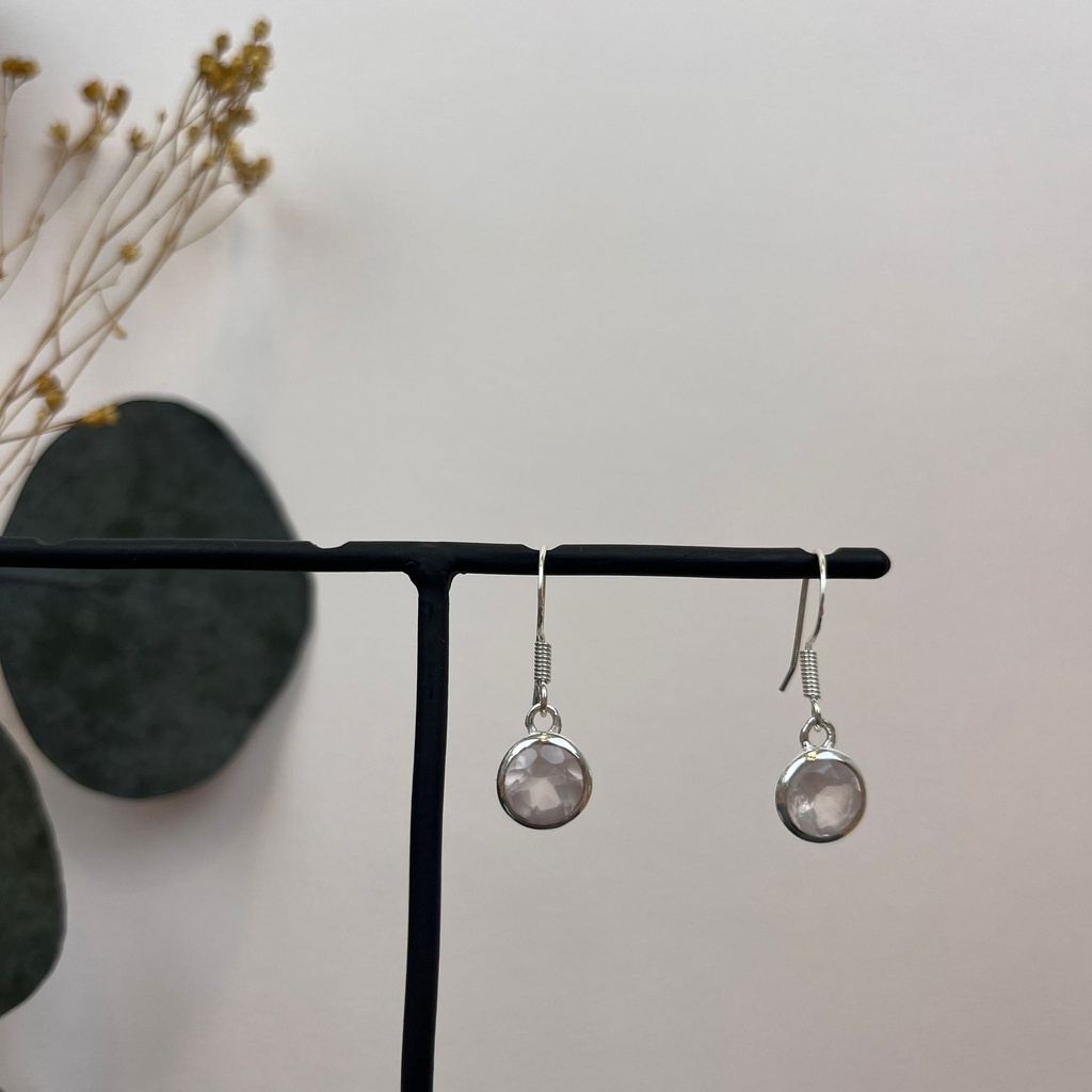 [BOAR-1659] Boucles d'oreilles Argent 925 & Quartz Rose [1659]