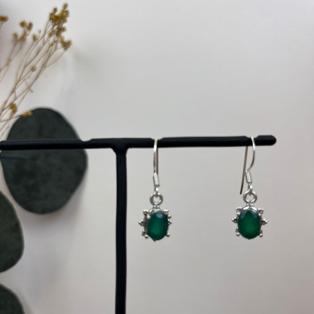 [BOAR-1664] Boucles d'oreilles Argent 925 & Onyx Verte [1664]