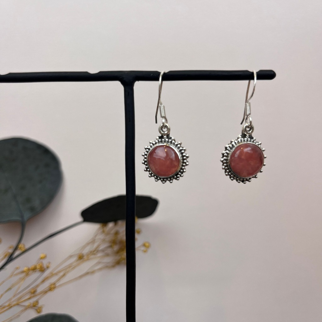 [BOAR-1697] Boucles d'oreilles Argent 925 & Rhodochrosite [1697]