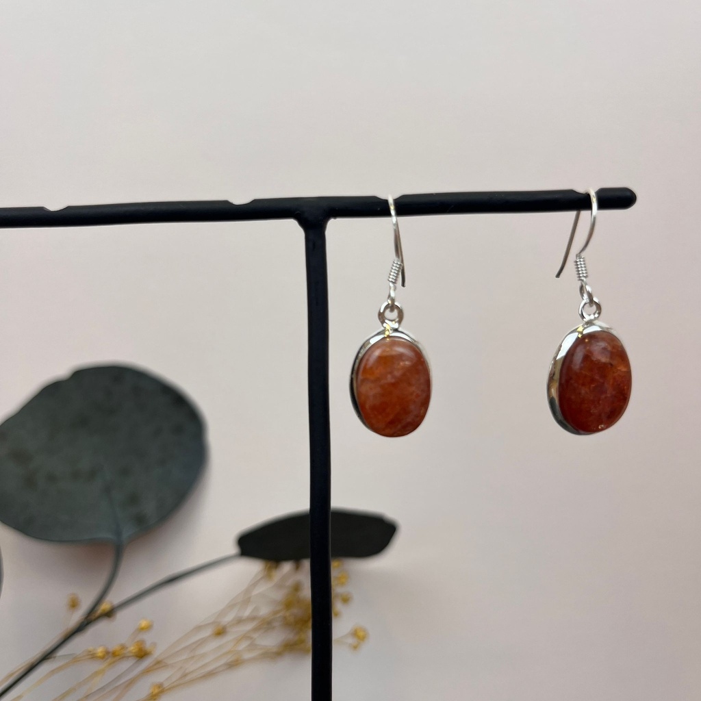 [BOAR-1704] Boucles d'oreilles Argent 925 & Pierre de Soleil [1704]