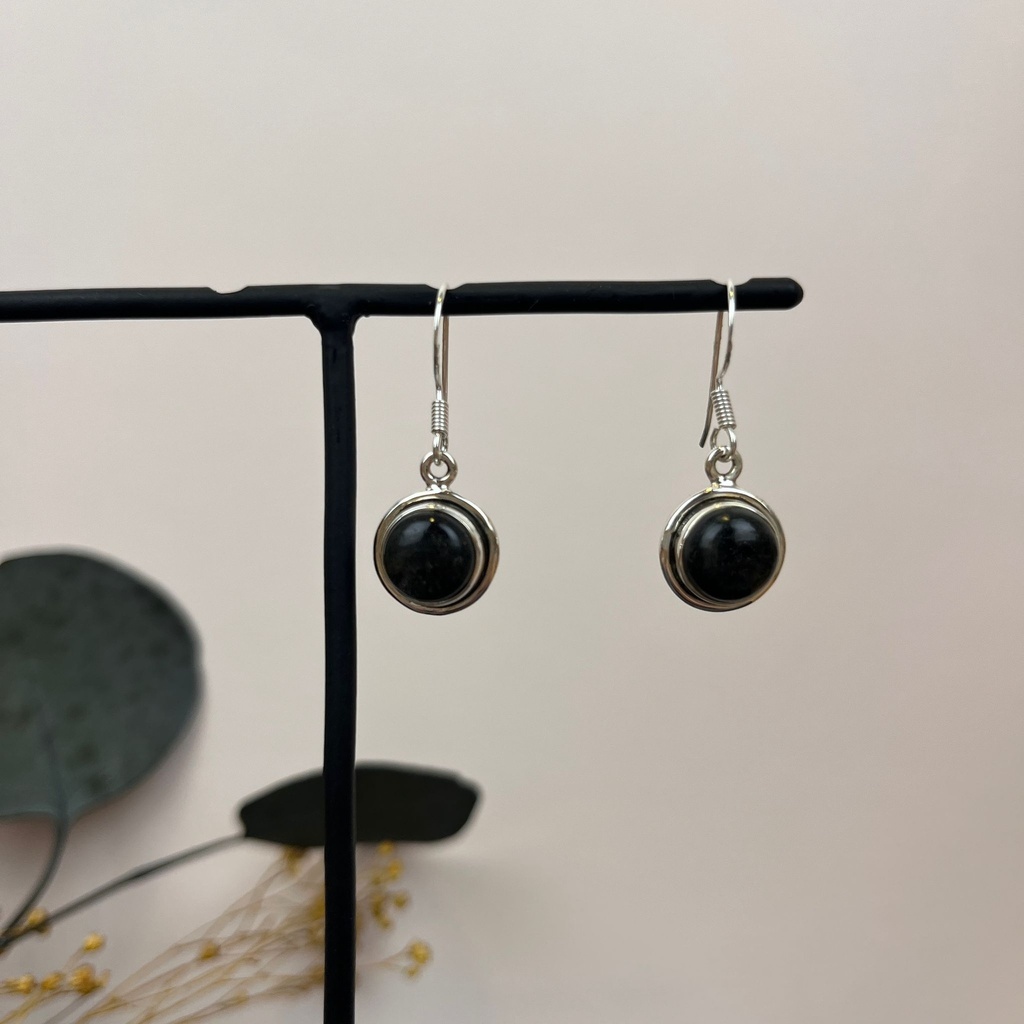 [BOAR-1707] Boucles d'oreilles Argent 925 & Obsidienne Argentée [1707]