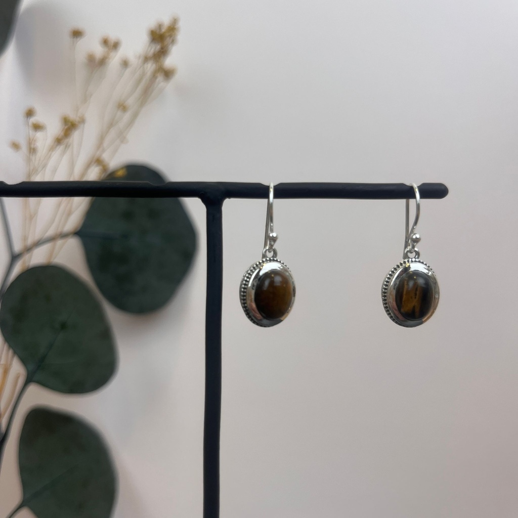 [BOAR-1710] Boucles d'oreilles Argent 925 & Œil de Tigre [1710]