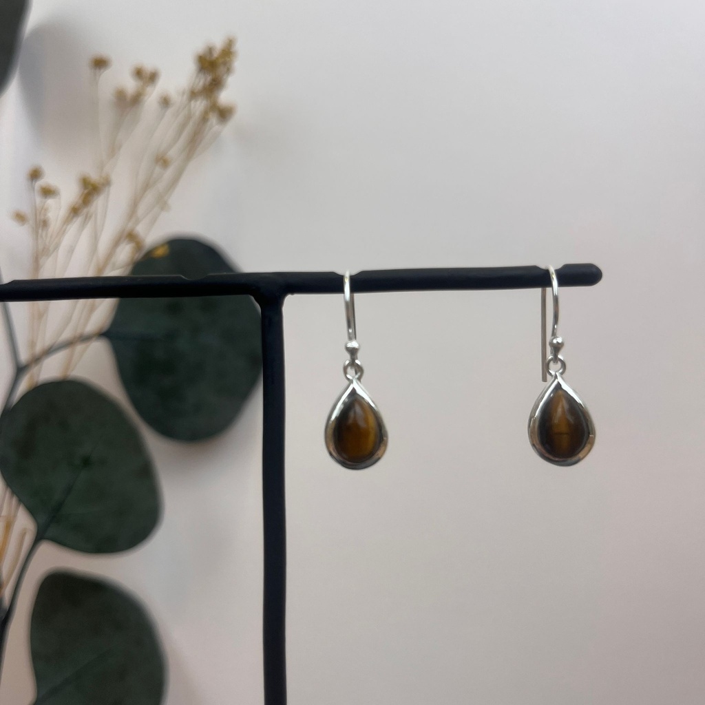 [BOAR-1711] Boucles d'oreilles Argent 925 & Œil de Tigre [1711]