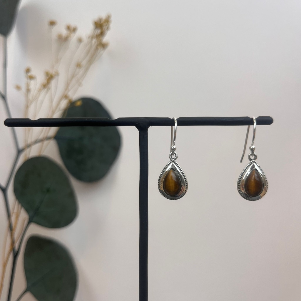 [BOAR-1712] Boucles d'oreilles Argent 925 & Œil de Tigre [1712]