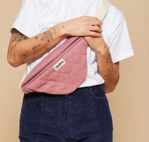 [HIND-7HINDOLI_RB_M] Sac banane 'Olivia' – Rose blush matelassé – Hindbag