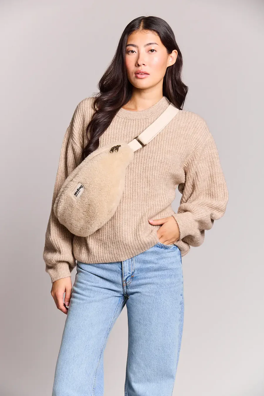 [HIND-7HINDSASHA_FB] Sac banane 'Sasha' Fourrure Beige - Hindbag