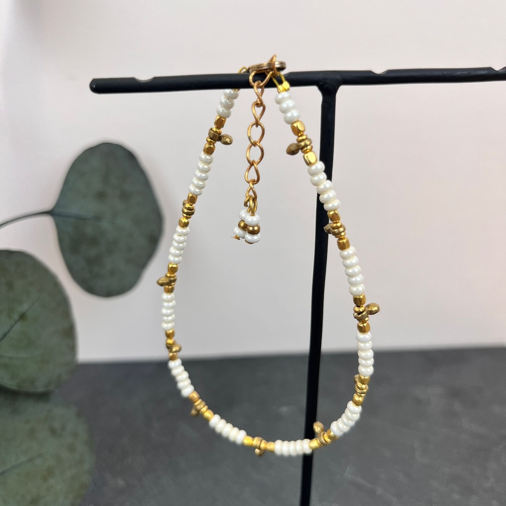 [NATA-ACD35] Chevillère 'Tara' Beige - Laiton Doré - Nataraj