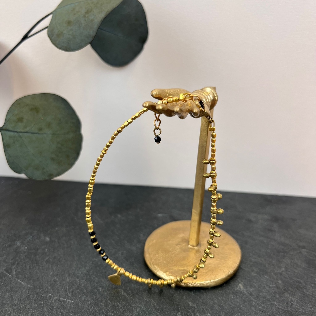 [NATA-ACE29] Chevillère 'Sutra' Noire - Laiton Doré - Nataraj