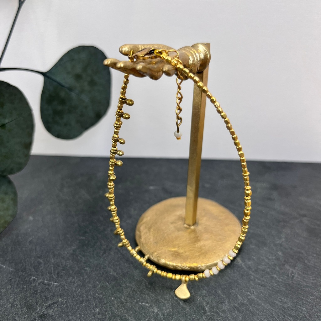 [NATA-ACE31] Chevillère 'Sutra' Beige - Laiton Doré - Nataraj