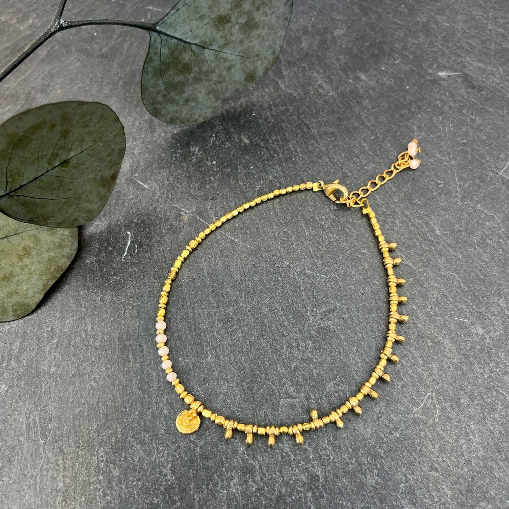 [NATA-ACE34] Chevillère 'Ona' Beige - Laiton Doré - Nataraj