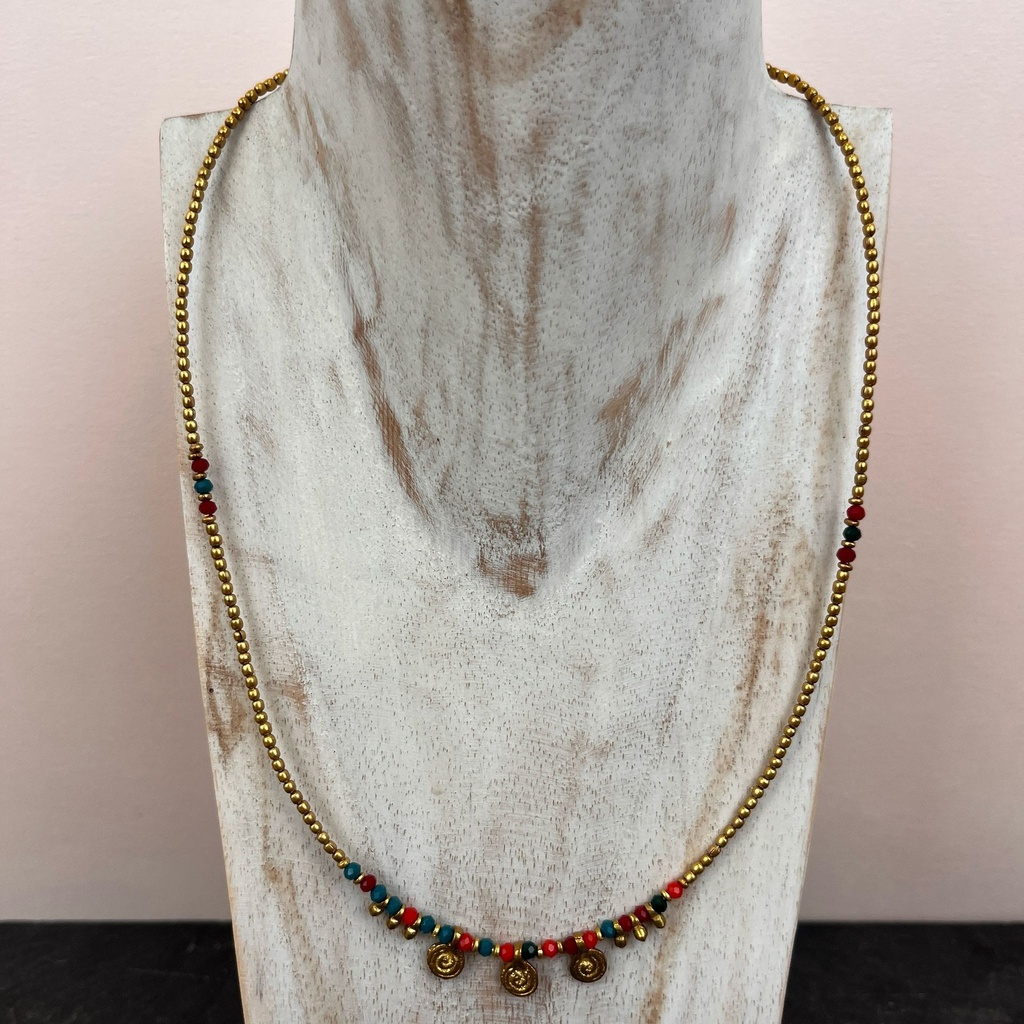 [NATA-CCE426] Collier 'Runde' Multicolore - Laiton Doré - Nataraj