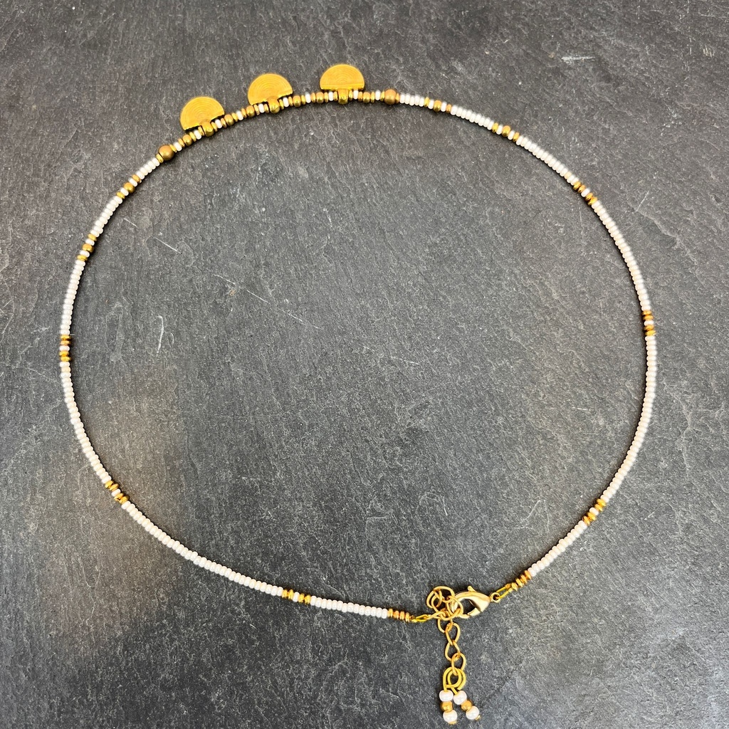 [NATA-CCE497] Collier 'Hilal' Blanche - Laiton Doré & Nacre - Nataraj