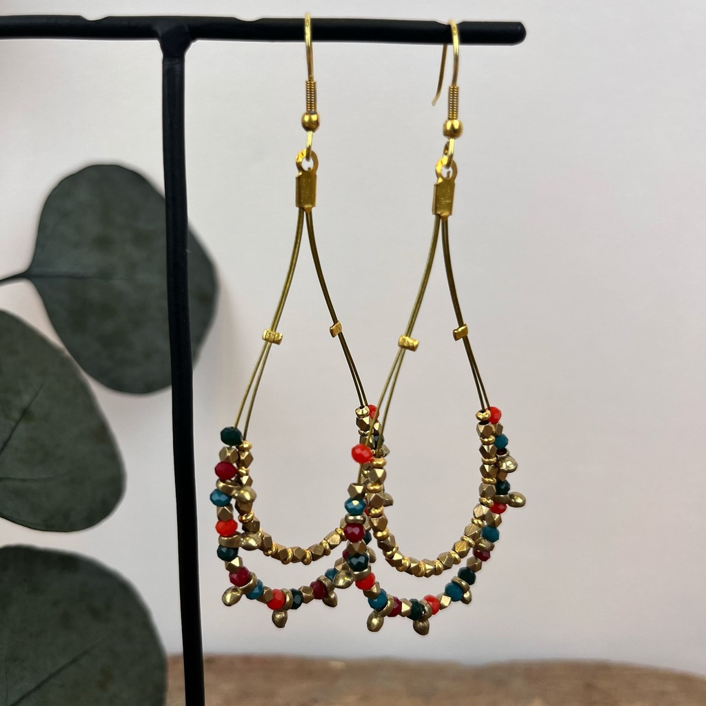 [NATA-ECD71] Boucles d'oreilles 'Izzy' Multicolores - Laiton Doré - Nataraj
